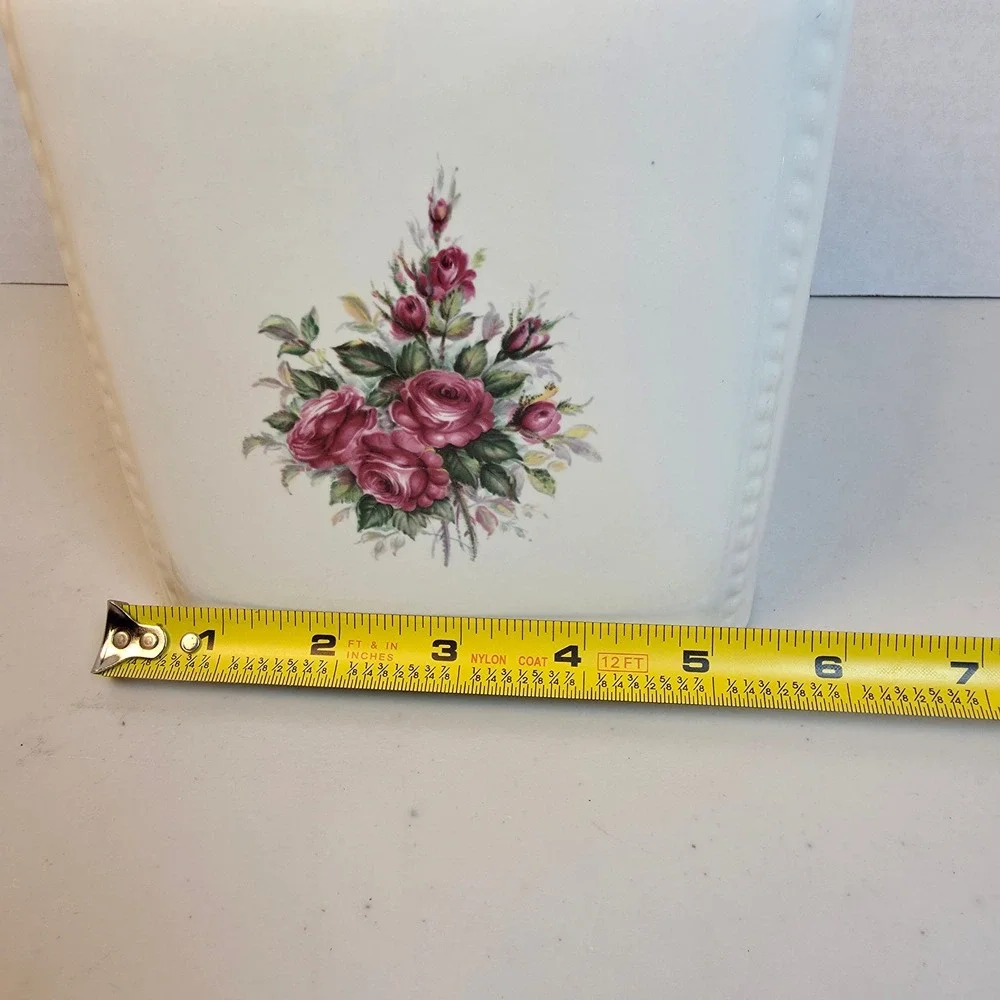 VTG Tissue Box Cover VB Athena Glamis Rose Cottagecore USA Made Ceramic‎ Floral